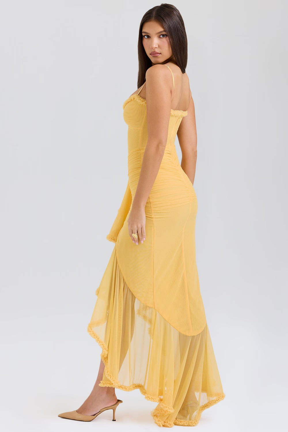 Gabbi Wine Ruffled Front Gown