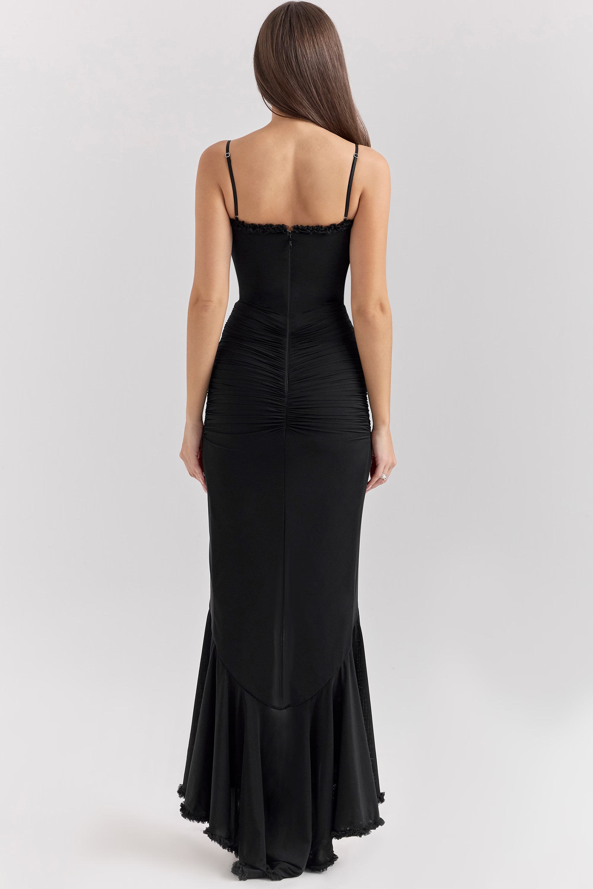 Gabbi Wine Ruffled Front Gown