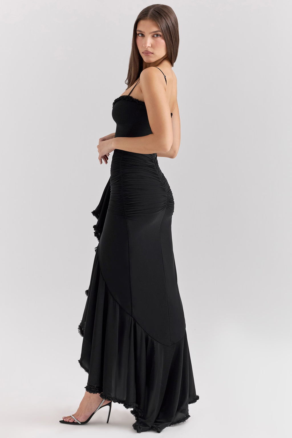 Gabbi Wine Ruffled Front Gown
