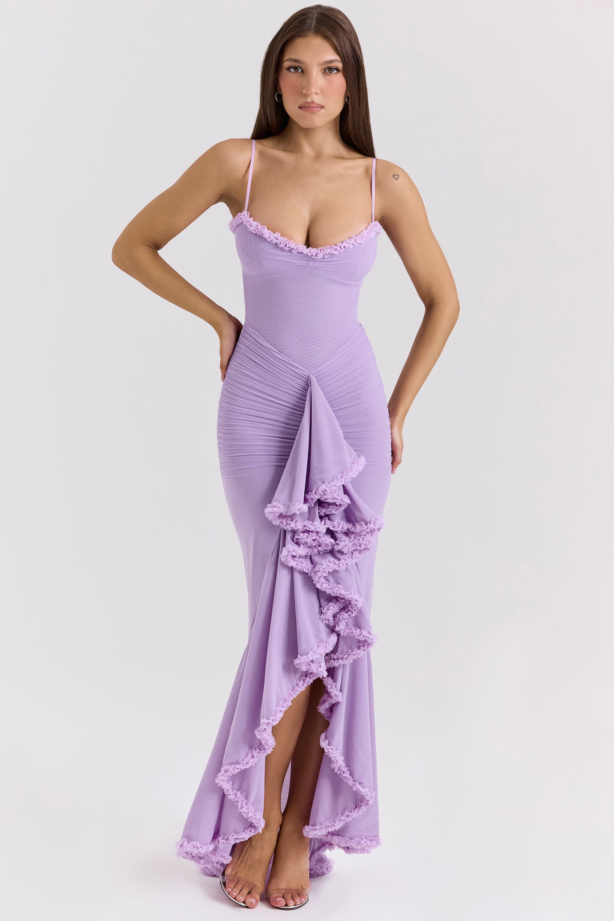 Gabbi Wine Ruffled Front Gown